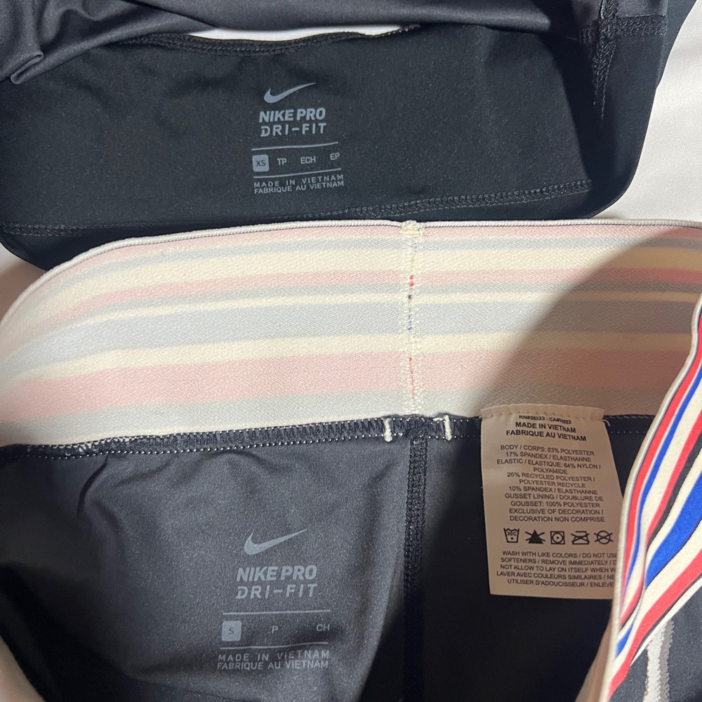 Nike Pro Black and Striped Athletic Wear Set - Picture 3 of 3